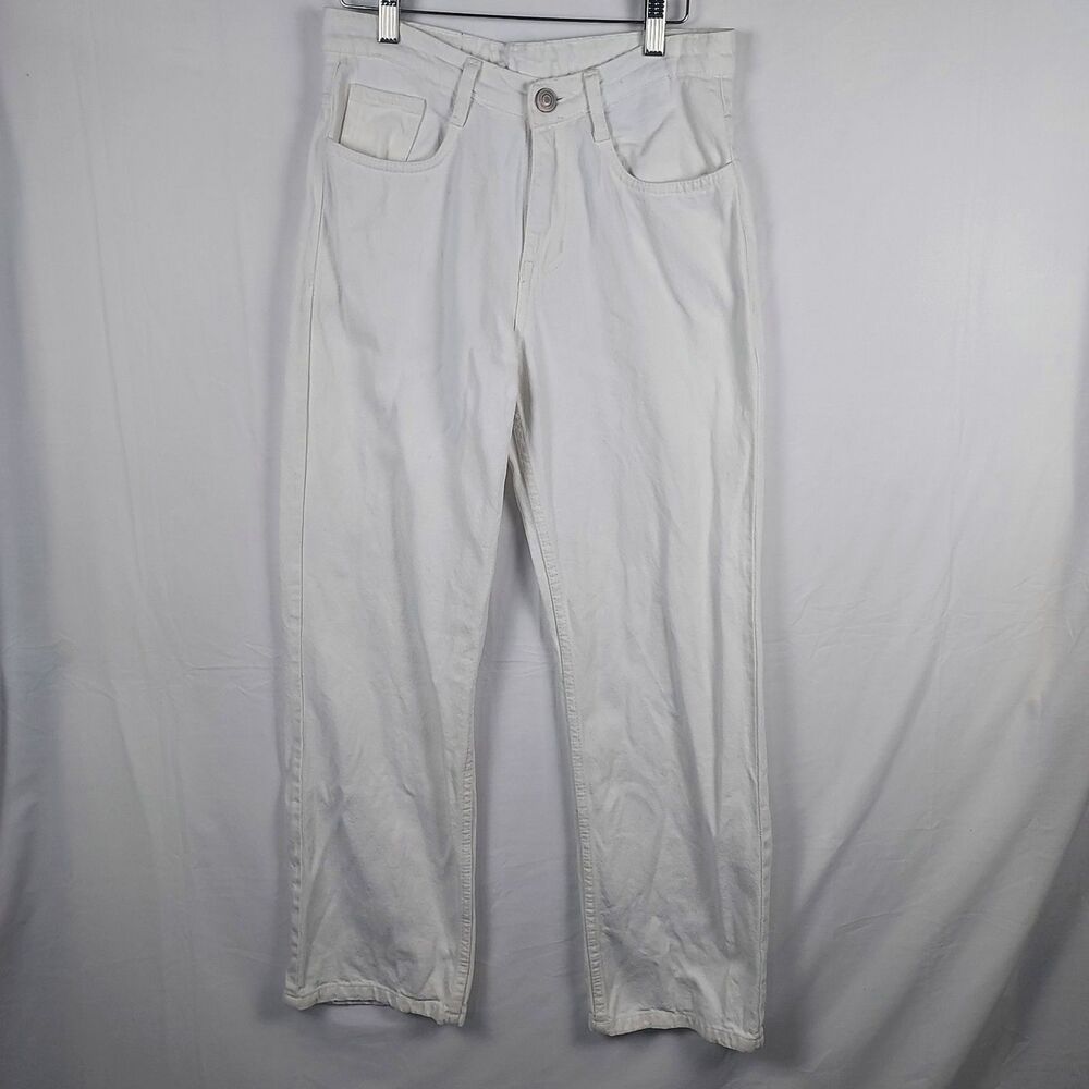 Zara Man Men’s White Denim Jeans Size 30 Straight‑Leg Tapered Cotton Pants